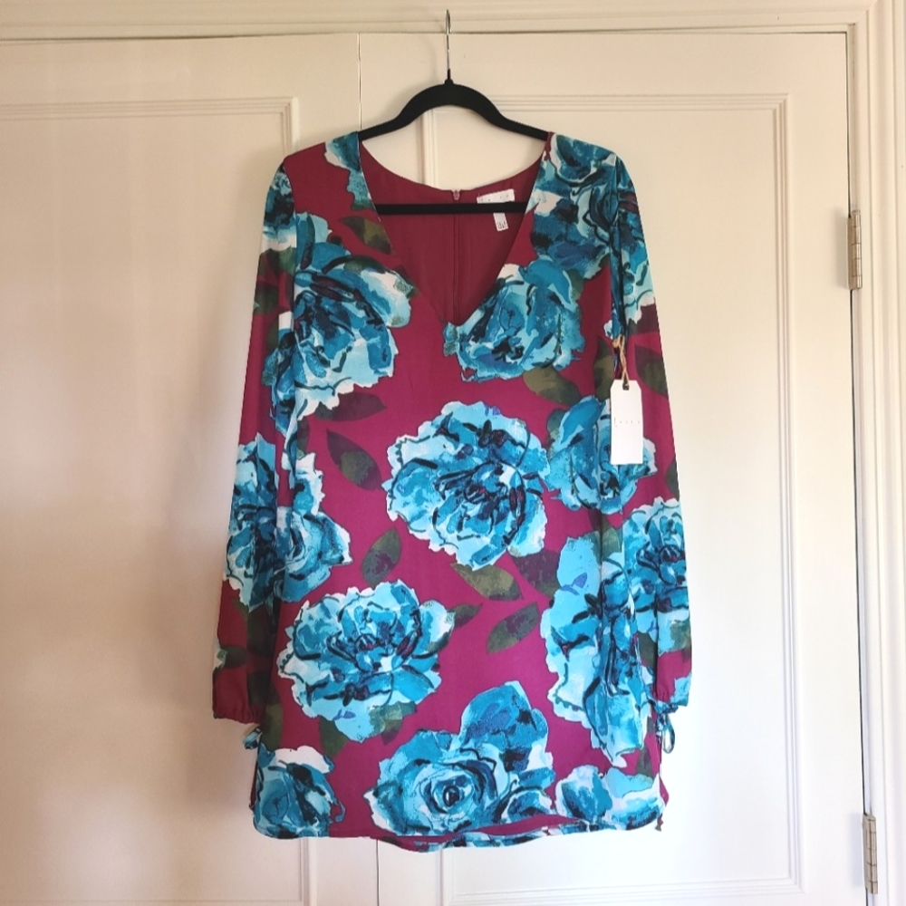 Leith purple & blue Floral Dress, Medium